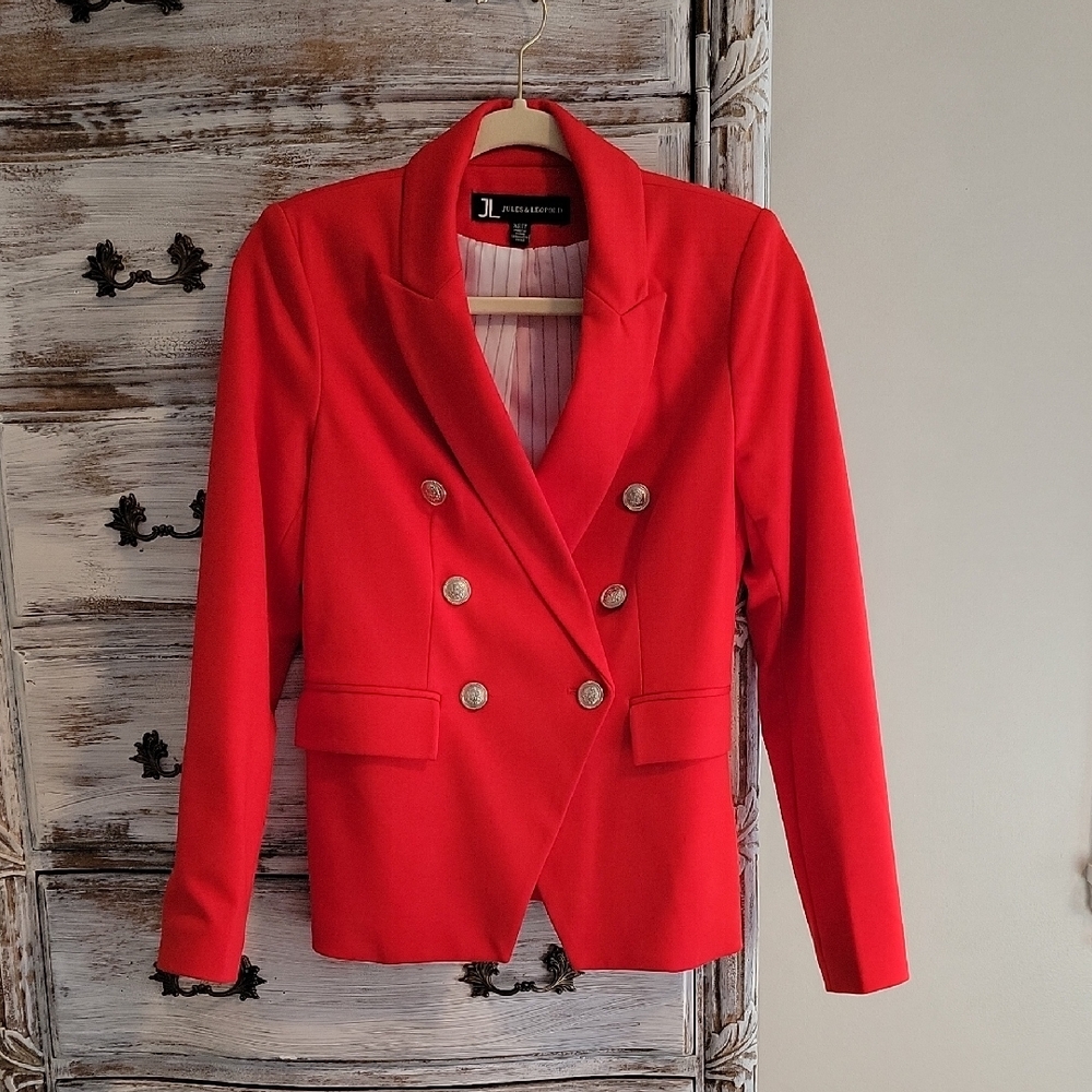 JL Jules & Leopold Vibrant Red Double-Breasted Blazer